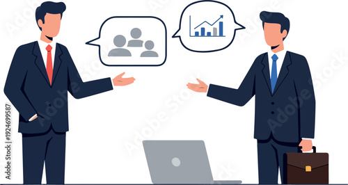 Business Meeting Discussion Data Analysis Flat Design Vector