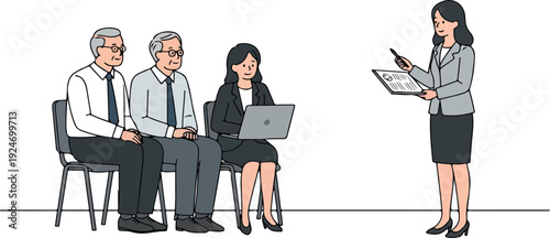 Business Meeting Presentation with Diverse Professionals Seated and Standing