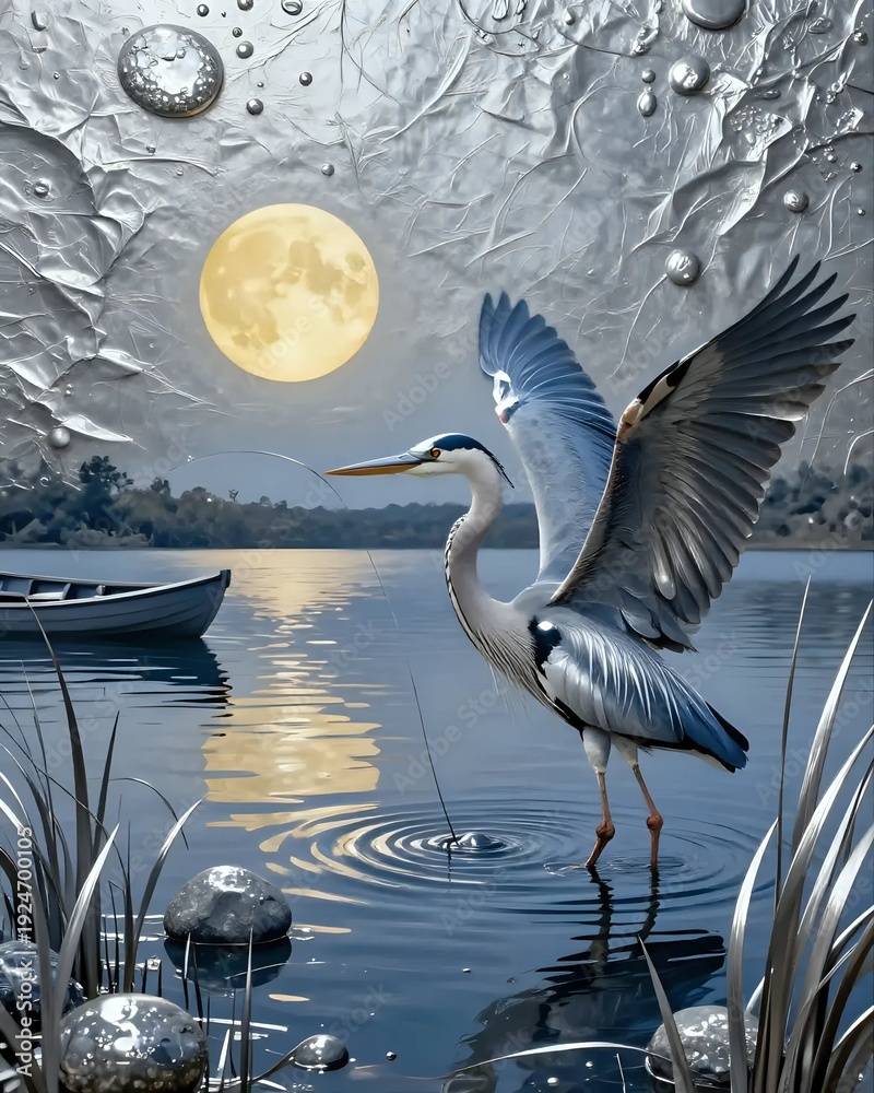Fototapeta premium Heron in flight I Wall Decor 