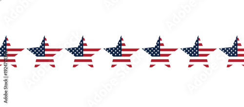 American flag stars pattern. Patriotic US national symbols row. Flat vector illustration isolated on transparent background