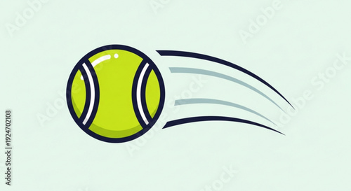 Tennis ball in motion with speed lines dynamic sports graphic element