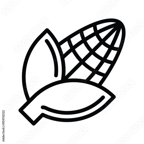 Simple Line Art Icon of a Corn Cob. Vegetables single line icon.
