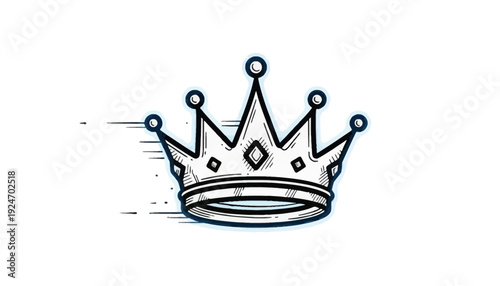 Hand Drawn Crown Icon with Motion Blur Effect, Symbol of Royalty and Power