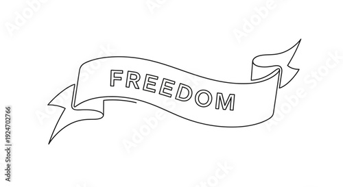 Freedom Banner Ribbon Text Outline