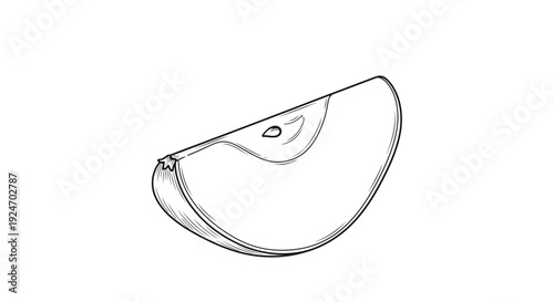 Fresh Apple Slice Drawing, Healthy Food, Organic Fruit, Simple Line Art