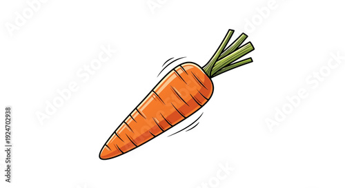 Fresh Orange Carrot with Green Stems, Isolated on White Background, Healthy Food