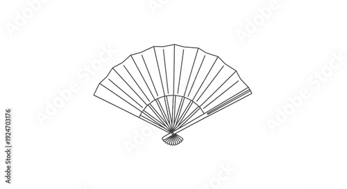 Elegant Hand Fan Outline Icon - Minimalist Design, Vector Art