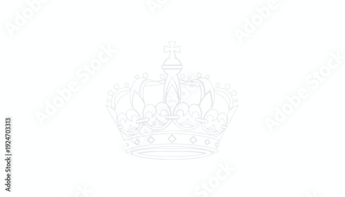 Elegant White Crown Outline on White Background - Royal Symbol of Power and Authority