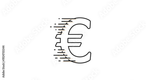 Euro Symbol Dissolving into Speed Lines, Financial Motion Concept