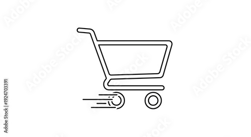 Fast Shopping Cart Icon with Speed Lines - Online Shopping Concept