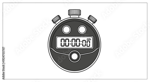 Digital Stopwatch Timer Isolated on White Background, Time Measurement Tool