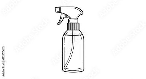 Clear Spray Bottle Outline Icon, Isolated on White Background, Vector Illustration