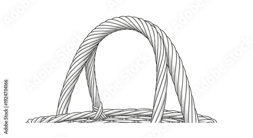 Close-up of a woven basket handle, detailed texture, natural material, artisanal craft