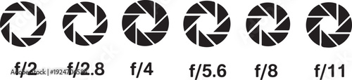 Camera Lens Diaphragm Row with Aperture Value Numbers