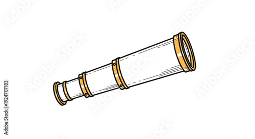 Vintage Telescope Spyglass Illustration - Nautical Exploration and Discovery