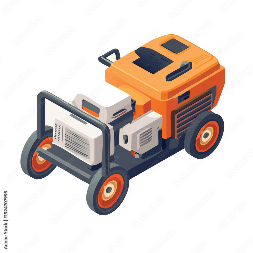 Naklejka premium Flat color vector illustration of an industrial power generator or water pump for farms in Bangladesh