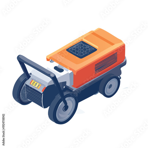 Flat color vector illustration of a portable power generator for agricultural irrigation in Bangladesh
