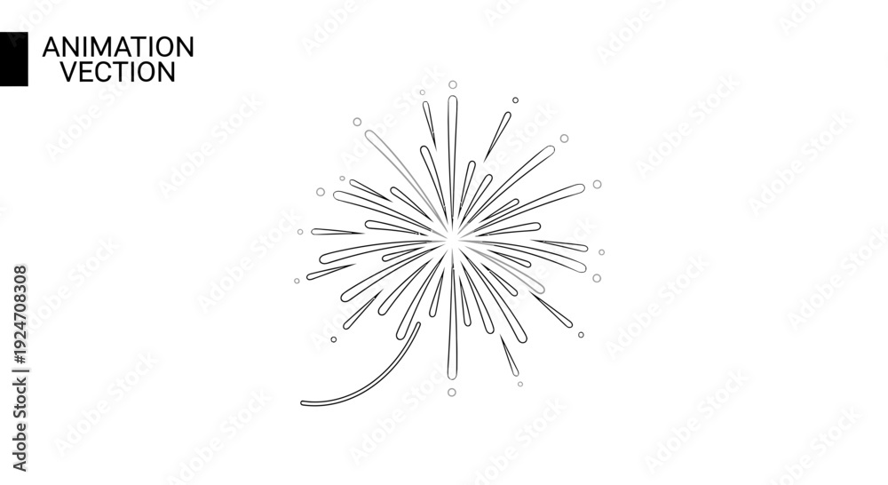 Obraz premium Animated Firework Explosion Burst Line Art Vector