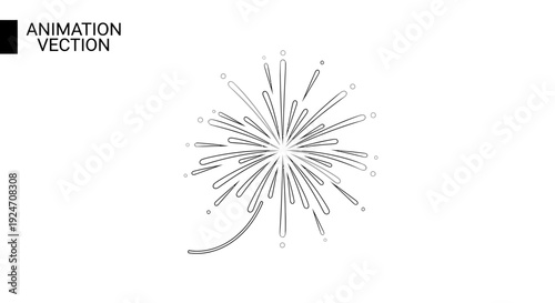 Animated Firework Explosion Burst Line Art Vector
