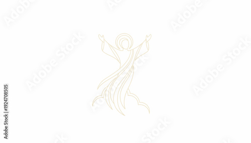 Ascension of Jesus Christ, divine light, halo, clouds, religious symbol, spiritual rebirth