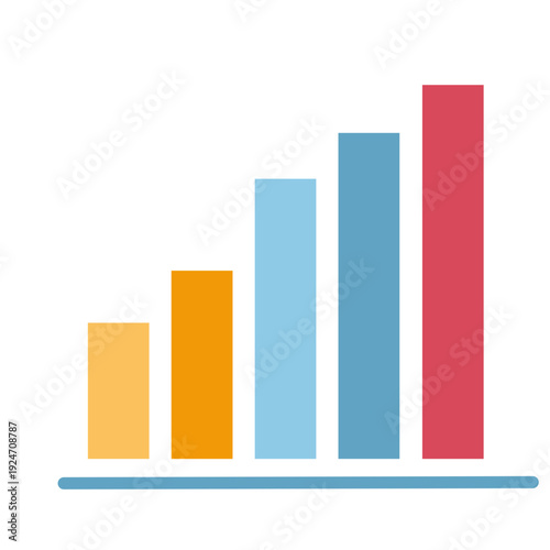 Colorful bar chart showing gradual financial growth, sales increase, and positive business performance trends in clean flat vector style illustration. Free Download Colorful bar chart showing gradual financial growth, sales increase, and positive business performance trends in clean flat vector style illustration. - GFXLoad