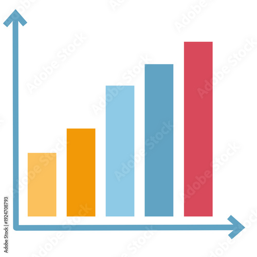 Rising bar graph with upward arrow representing revenue growth, financial success, and expanding business performance in modern minimal vector design.