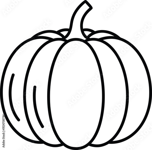 A simple line drawing of a pumpkin on a white background.