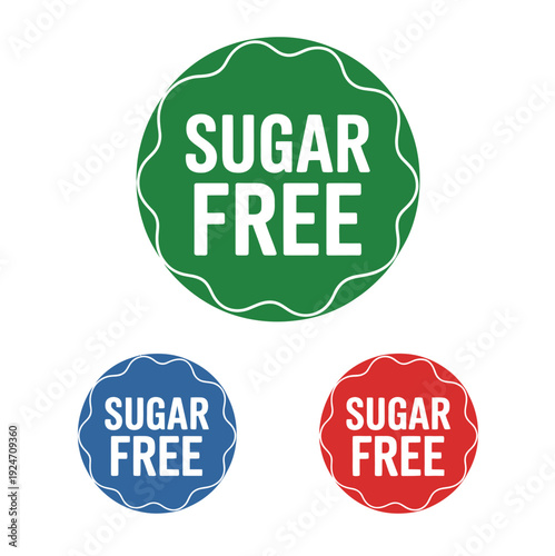 Sugar free seal icon, no added sugar, healthy diet, packaging label, flat vector, food icon