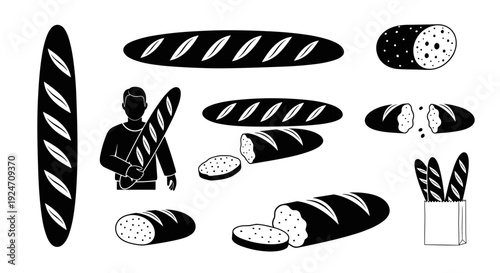 Collection of various bread loaves and baked goods