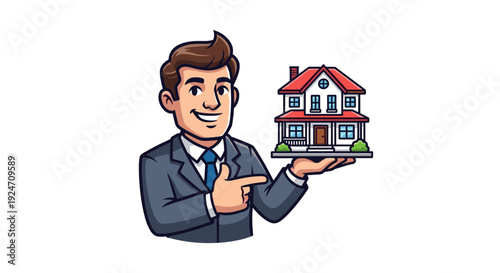 Businessman holding a house model representing real estate investment