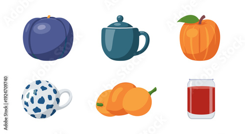 Collection of fresh fruits and beverages