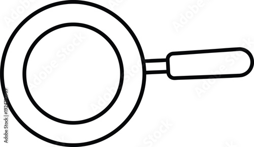 Simple line drawing of a frying pan on a white background.