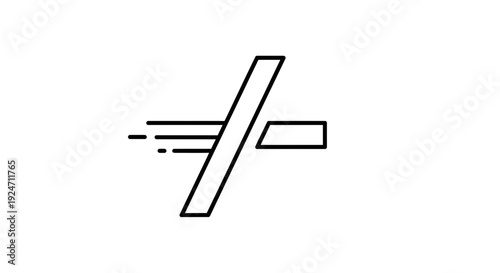 Abstract Line Art Symbol: Plus Sign with Motion Lines and Slash