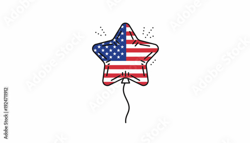 American Flag Star Balloon Icon, Independence Day Celebration, Patriotic Graphic