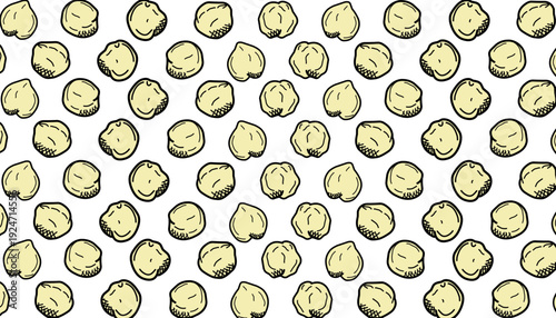 Chickpea Seamless Pattern. Hand Drawn Legume Illustration. Organic Food Repeating Background. Minimal Outline Seed Vector. Decorative Culinary Texture Print.