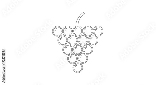Minimalist Line Art Icon of Grapes Bunch, Simple Outline Fruit Symbol