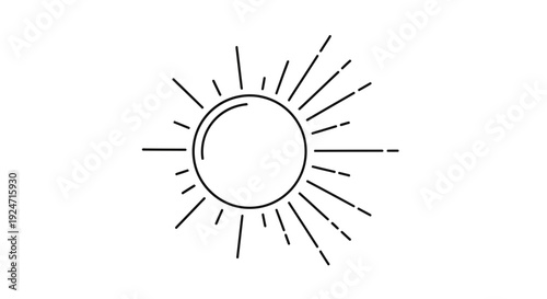 Minimalist Sunburst Icon: Abstract Geometric Starburst Rays and Circle