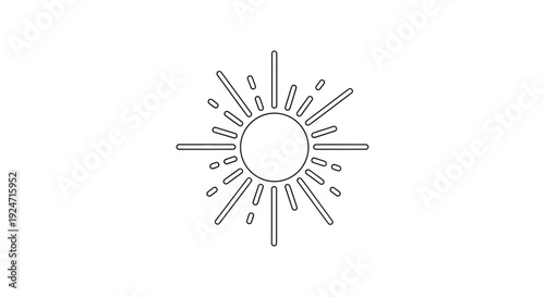Minimalist Sunburst Icon: Radiant Starburst Symbol, Simple Outline Graphic
