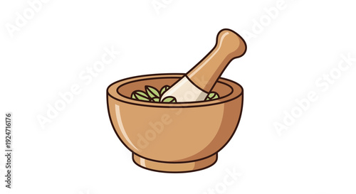 Mortar and Pestle with Herbs - Natural Medicine Preparation