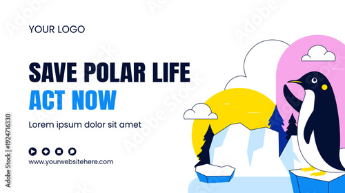 Thumbnail Flat Cartoon Hand Drawn Theme World Penguin Day