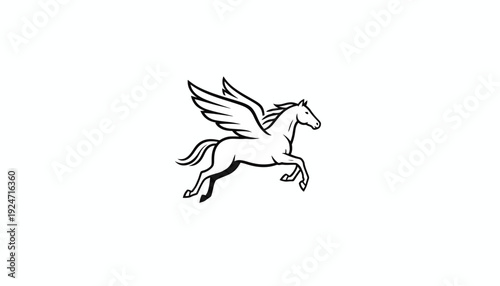 Mythical Pegasus Horse Flying in Sky, Greek Mythology Creature, Winged Horse Illustration