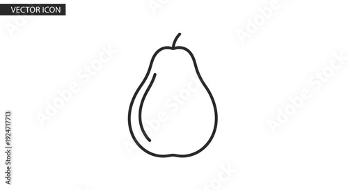 Pear Icon Vector Outline Simple Minimalist Fruit Graphic