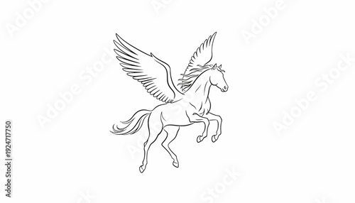 Pegasus Flying Horse Line Art Drawing