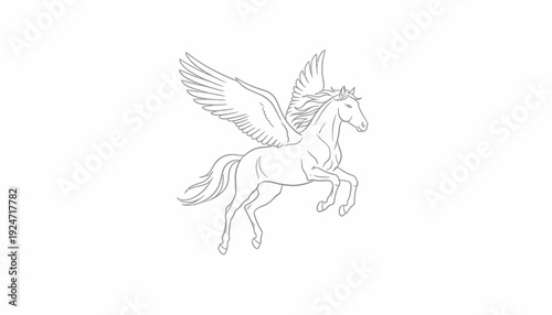Pegasus Flying Horse Line Art Illustration