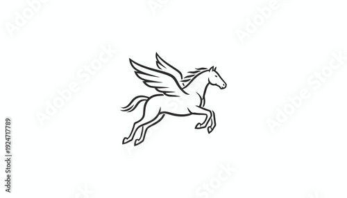 Pegasus Flying Horse Mythical Creature Line Art Icon