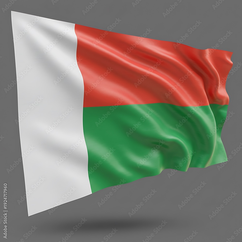 Obraz premium Madagascar Flag: 3D Render, Realistic Texture, Vibrant Colors