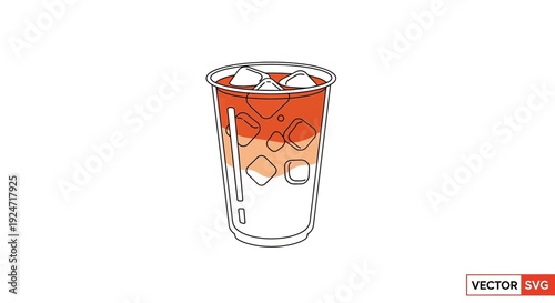 Refreshing Iced Tea Drink in a Clear Plastic Cup with Ice Cubes