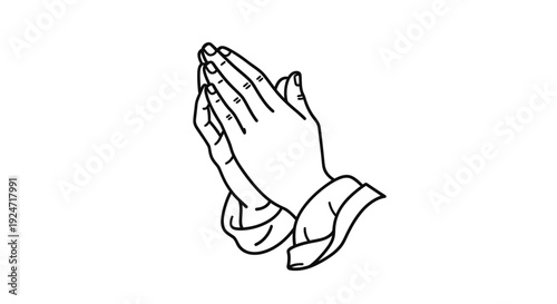 Praying Hands Line Art Icon - Symbol of Hope, Faith, and Gratitude