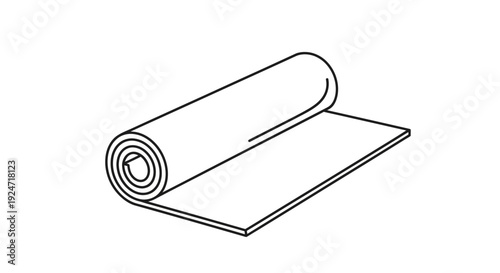 Rolled Yoga Mat Unfurling on Floor, Fitness and Exercise Equipment