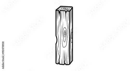 Rough Wooden Beam, Timber Post, Construction Material, Natural Wood Texture